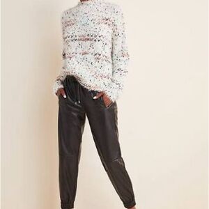 Anthropologie Black Faux Leather Joggers